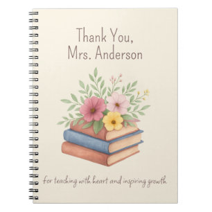 Thank You Teacher – Watercolor Flowers - Notebook
