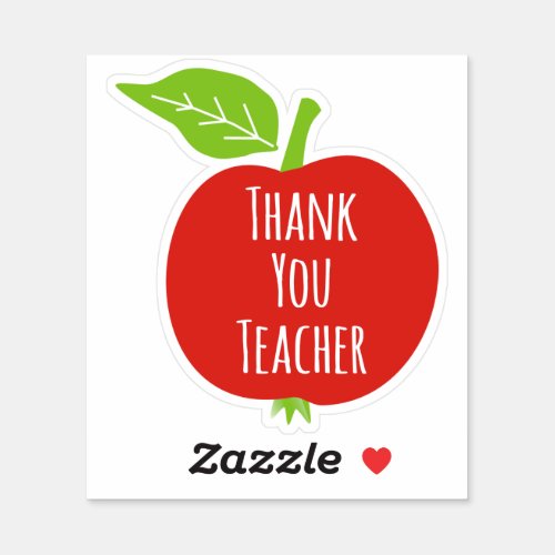 Thank You Teacher white text red apple Sticker