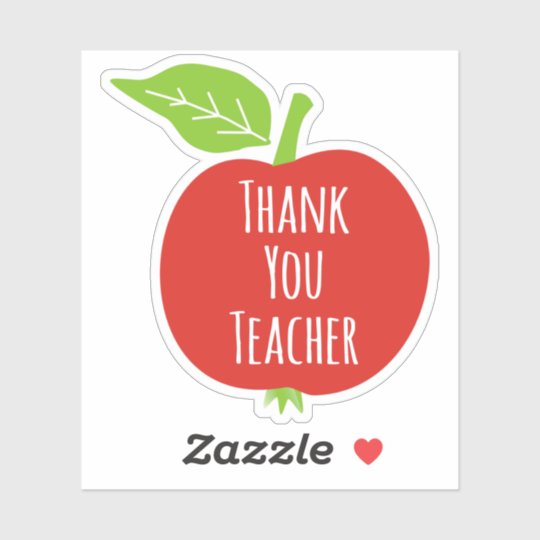 Thank You Teacher white text red apple Sticker | Zazzle.com