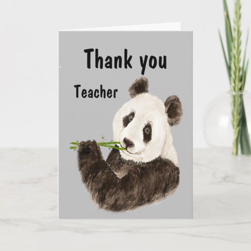 Thank you Teacher with Funny Panda Bear Card