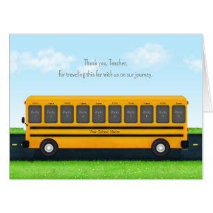 Thank You Teacher Yellow School Bus 10 Photo Card