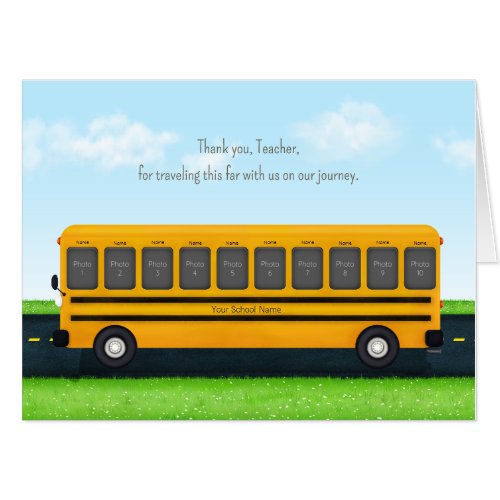 Thank You Teacher Yellow School Bus 10 Photo Card