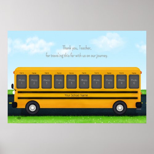 Thank You Teacher Yellow School Bus 10 Photos Poster