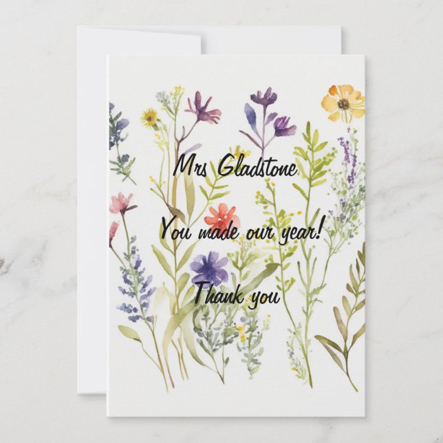 Thank you Teacher You made our Year. Editable text Card (Front)