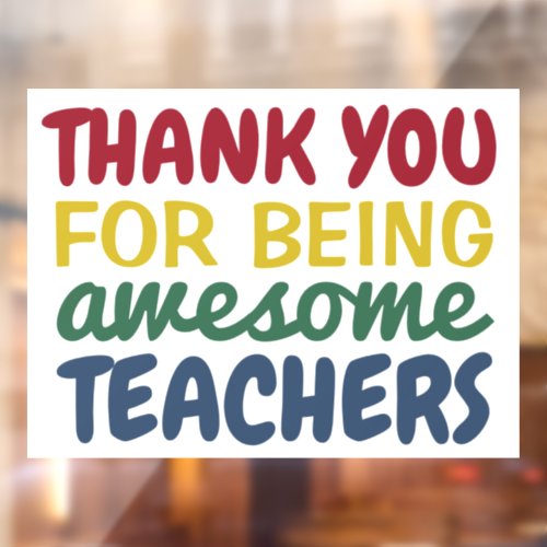 Thank you teachers fun colorful rainbow school window cling