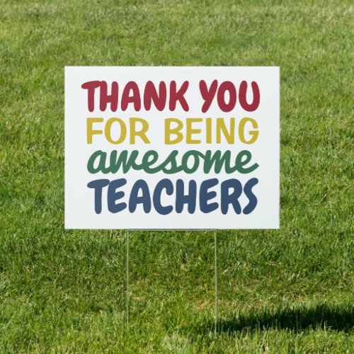 Thank you teachers rainbow appreciation  sign