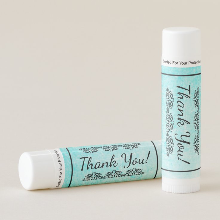 Thank You Teal and Black Lip Balm | Zazzle