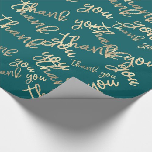 Thank You Teal Gold Wedding Birthday Shop Favor Wrapping Paper