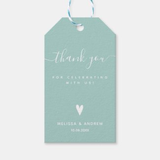 Thank You - Teal Green Wedding Favor Gift Tags