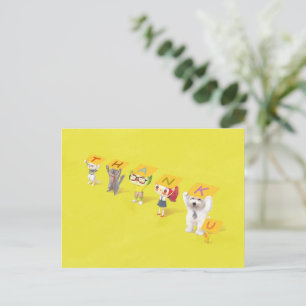 Thank You Team: Smiling Bichon & Friends Art Announcement Postcard