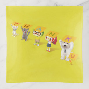 Thank You Team: Smiling Bichon & Friends Art Trinket Tray