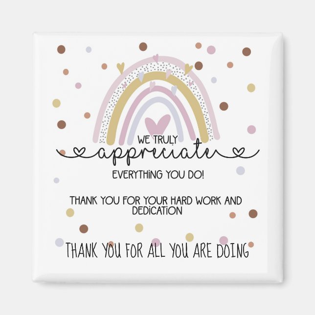 thank you team staff gift editable message magnet (Front)