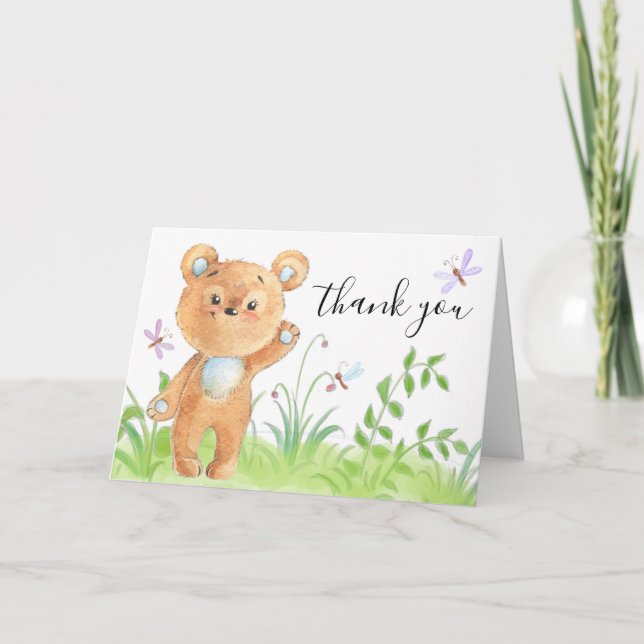 Thank You Teddy Bear Baby Shower Card (Front)