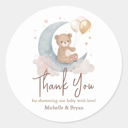 Thank You Teddy Bear Baby Shower Classic Round Sticker