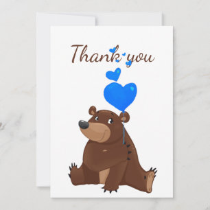 Thank You Teddy Bear Balloons Cartoon Fun Animal Card