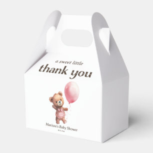Thank You Teddy Bear Girl Baby Shower Favor Boxes