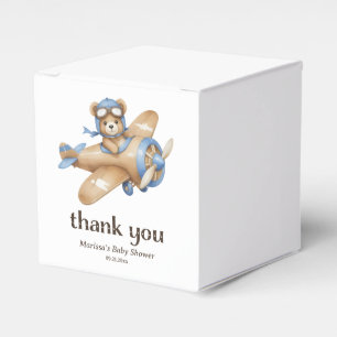 Thank You Teddy Bear Pilot Baby Boy Shower Favor Boxes
