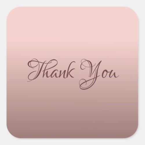 Thank You Template Elegant Rose Gold Color Square Sticker