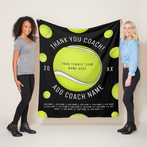Thank You Tennis Coach Add Your Team Players Names Fleece Blanket