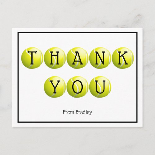 Thank You Tennis Custom Personalized Postcard