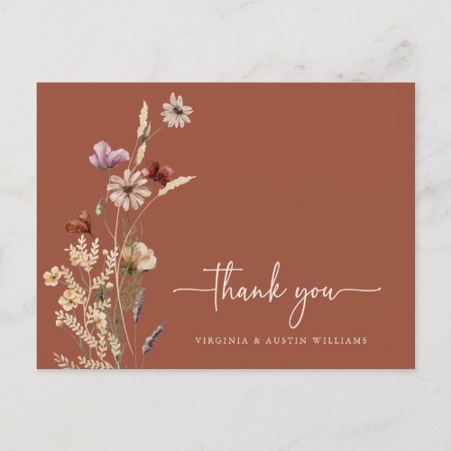 Thank You Terracotta Floral Postcard