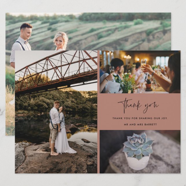 Thank You Terracotta Photo Collage Wedding (Front/Back)