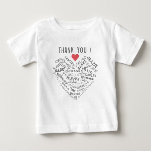 Thank You Text Baby T_Shirt Multi Language