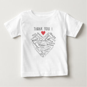 Thank You Text Baby T-Shirt with Heart