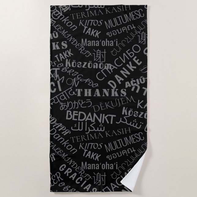 Thank You Text Beach Towel or Choose Color (Front)