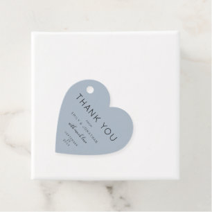 Thank You Text Dusty Blue Custom Wedding Heart Favor Tags