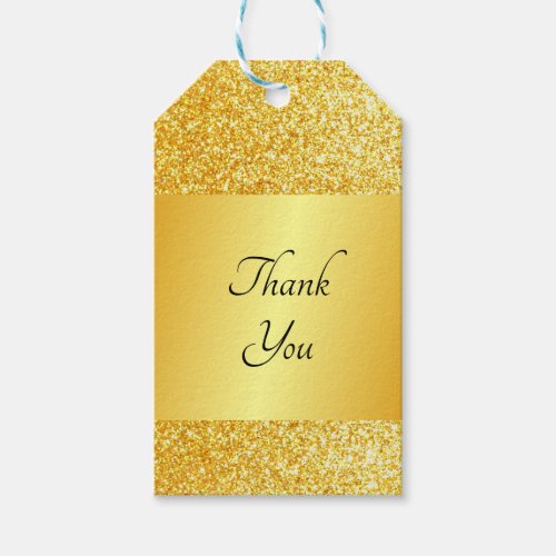 Thank You Text Faux Gold Glitter Elegant Blank Gift Tags