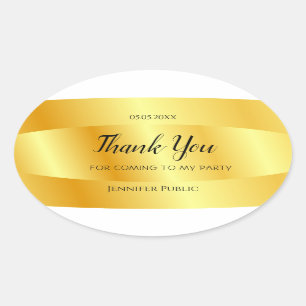 Thank You Text Gold Look Handwriting Template Oval Sticker