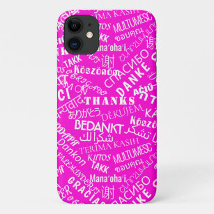 Thank You Text Multi Language Word Text Pink iPhone 11 Case