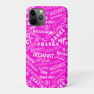 Thank You Text Multi Language Word Text Pink iPhone 11 Pro Case