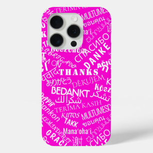 Thank You Text Multi Language Word Text Pink iPhone 15 Pro Case