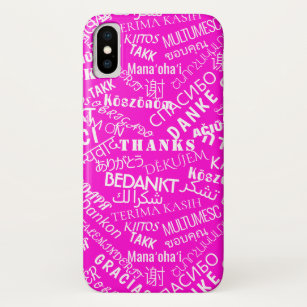 Thank You Text Multi Language Word Text Pink iPhone XS Case