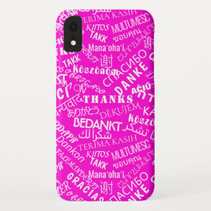 Thank You Text Multi Language Word Text Pink iPhone XR Case