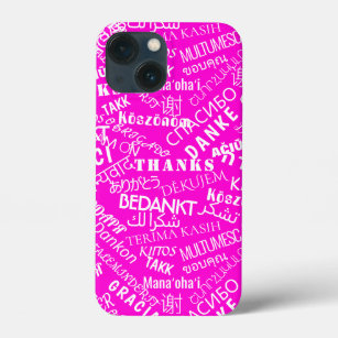 Thank You Text Multi Language Word Text Pink iPhone 13 Mini Case