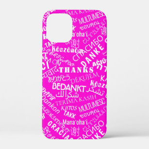 Thank You Text Multi Language Word Text Pink iPhone 12 Mini Case