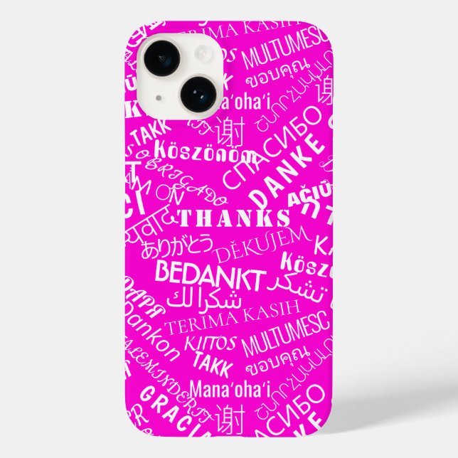Thank You Text Multi Language Word Text Pink Case-Mate iPhone Case (Back)