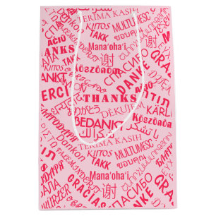 Thank You Text Multilingual Gift Bag Custom Colors