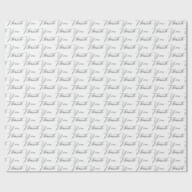 Thank You Text On White  Wrapping Paper (Flat)