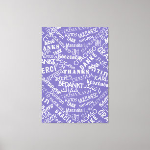 Thank You Text Purple Canvas Print Multilingual