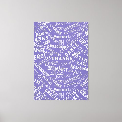 Thank You Text Purple Canvas Print Multilingual