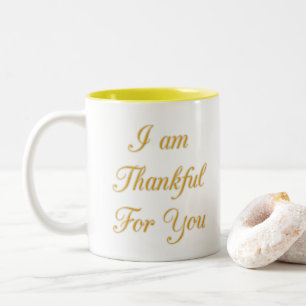 Thank You Text Quote Art Print Design Two-Tone Coffee Mug