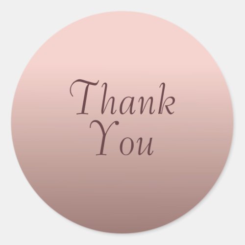 Thank You Text Rose Gold Trend Color Template Classic Round Sticker
