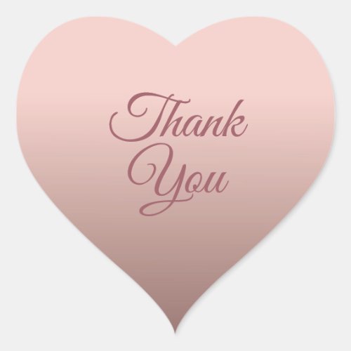 Thank You Text Rose Gold Trend Color Template Heart Sticker