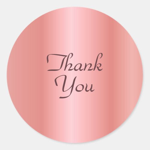 Thank You Text Template Elegant Rose Gold Color Classic Round Sticker