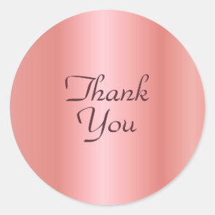 Thank You Text Template Elegant Rose Gold Color Classic Round Sticker