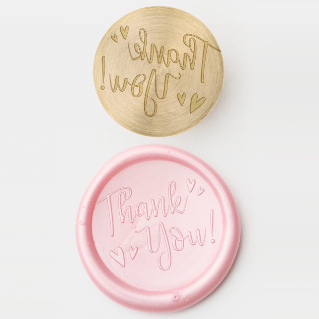 Thank you text with hearts wax seal stamp (Stamped)